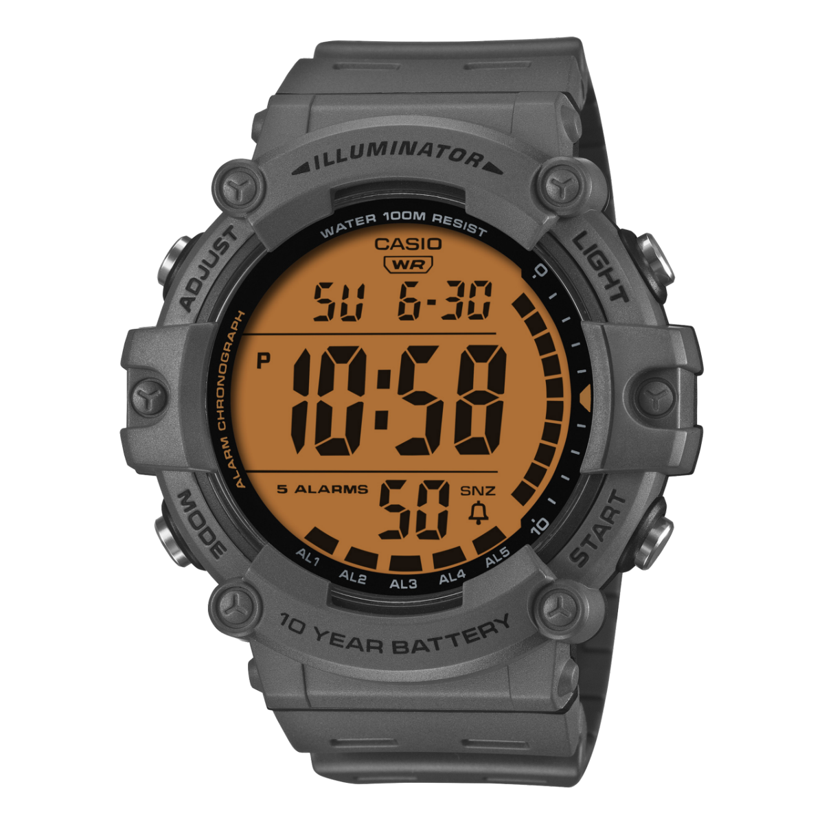 Casio AE1500WHC-8A Digital Watch – Grey Resin Band | 100M Water Resistant | 10-Year Battery CASIO Casio AE1500WHC-8A Digital Watch – Grey Resin Band | 100M Water Resistant | 10-Year Battery CASIO