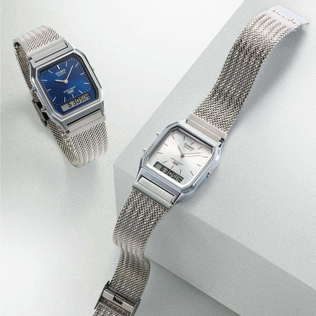 Casio AQ230EM-2A Classic Ana-Digi Watch Fine-Woven Mesh Band GUESS Casio AQ230EM-2A Classic Ana-Digi Watch Fine-Woven Mesh Band GUESS