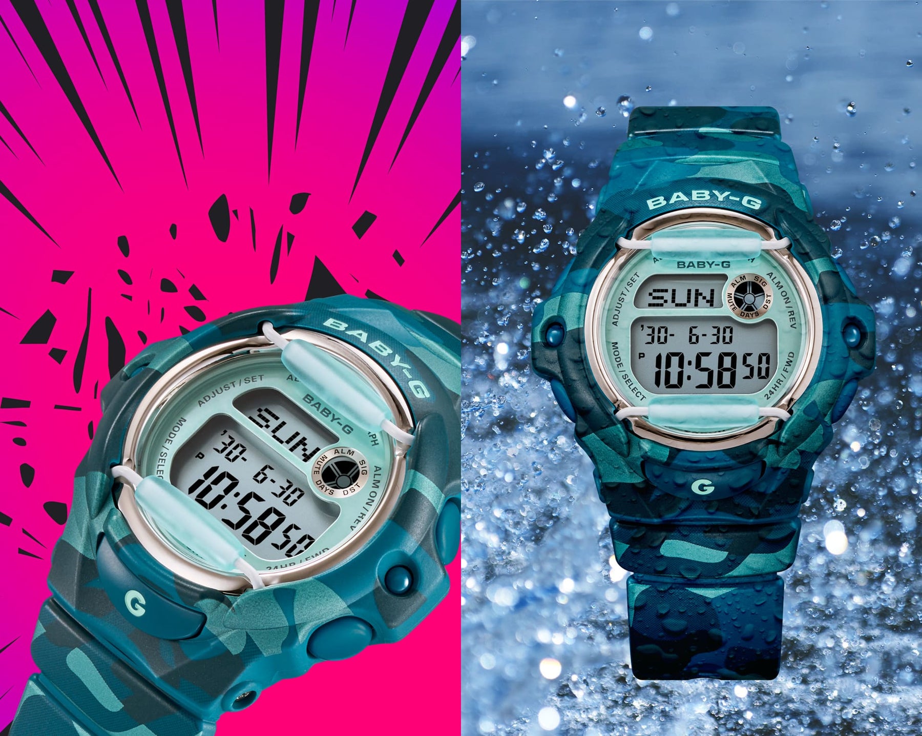 Casio Baby-G BG169CM-2D Digital Blue-Green Camouflage Resin Watch G-SHOCK Casio Baby-G BG169CM-2D Digital Blue-Green Camouflage Resin Watch G-SHOCK