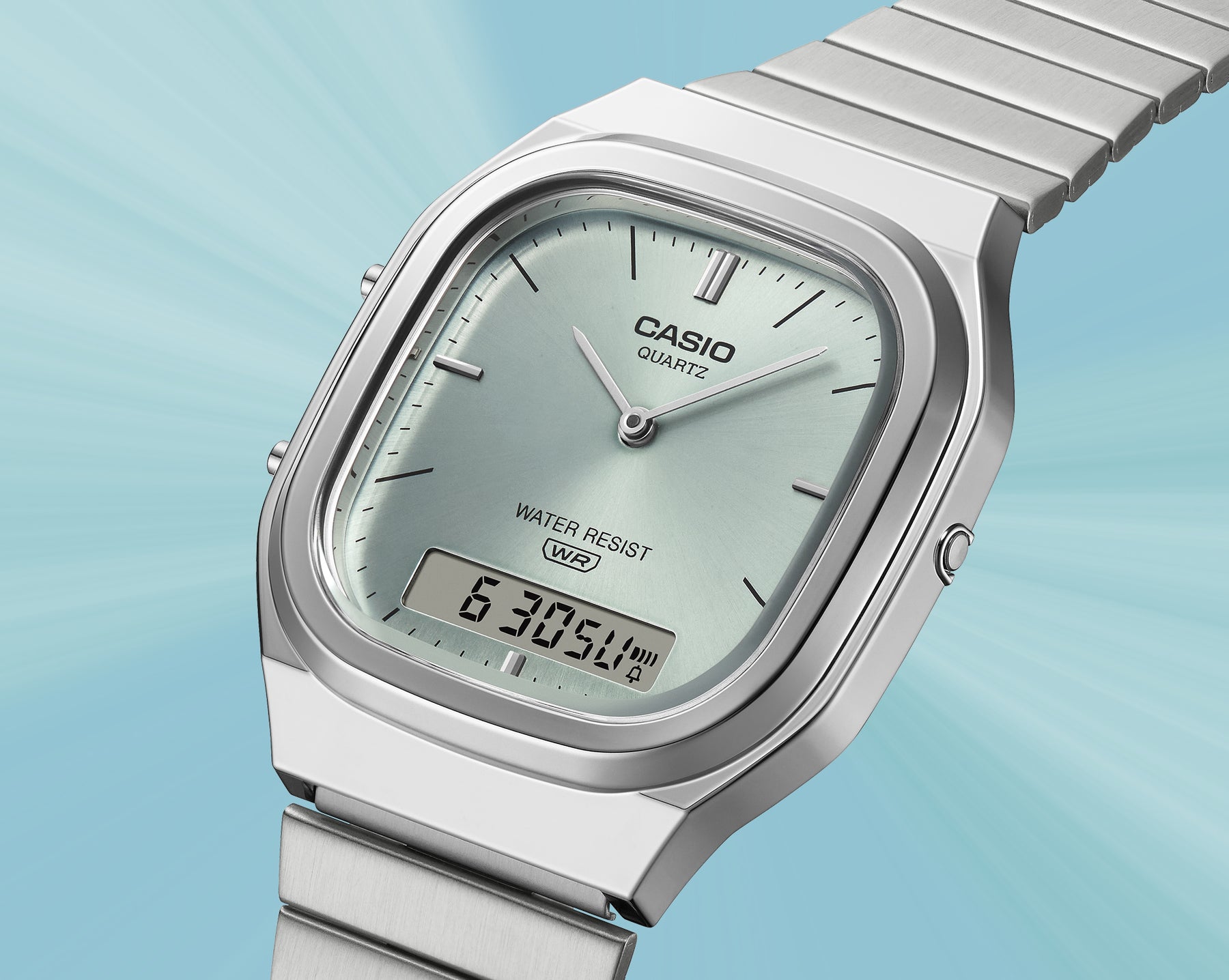 Casio AQ240E-2A Vintage Analog Digital Watch – Teal Dial CASIO Casio AQ240E-2A Vintage Analog Digital Watch – Teal Dial CASIO