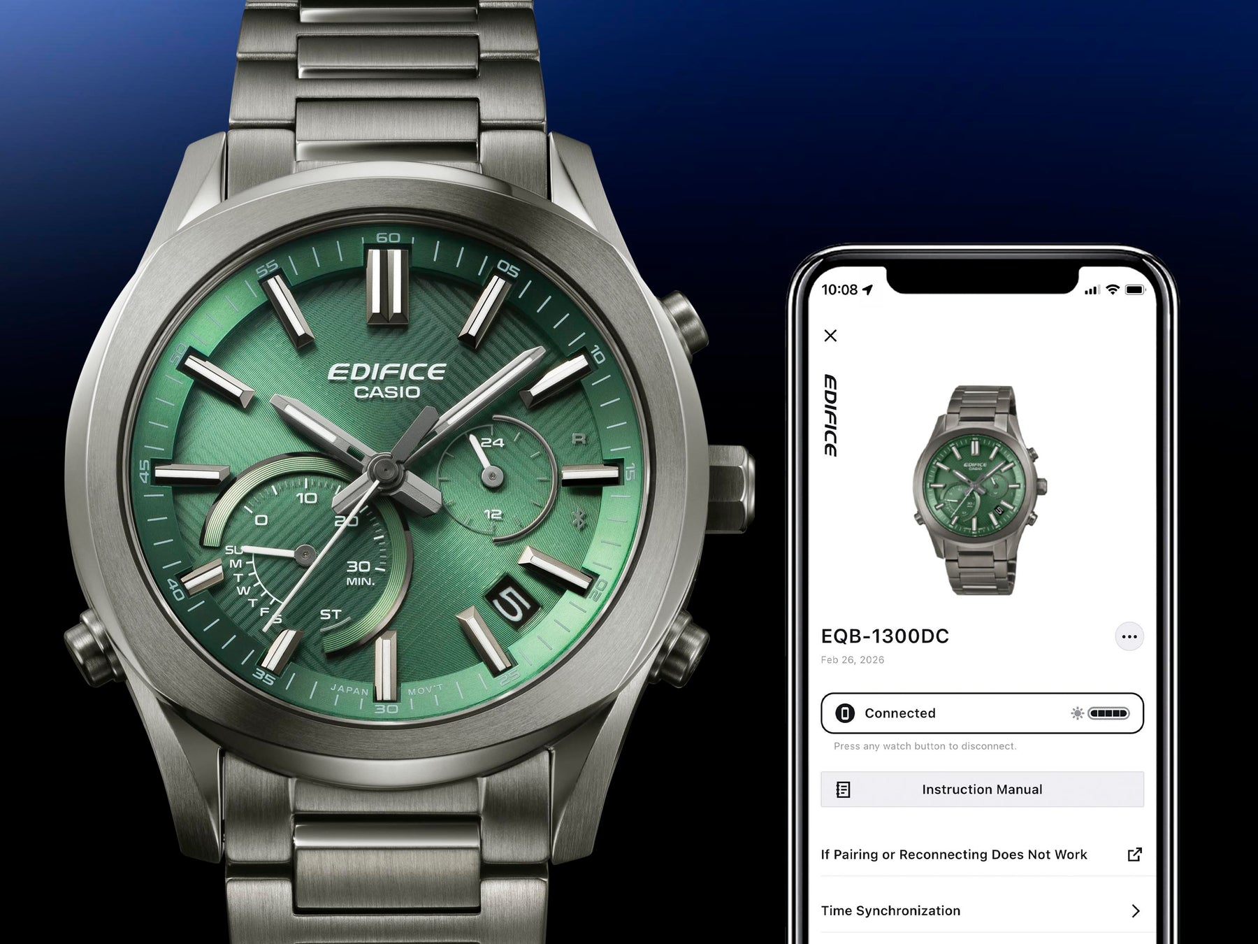 Casio Edifice EQB1300DC-3A Solar Bluetooth Chronograph Watch CASIO Casio Edifice EQB1300DC-3A Solar Bluetooth Chronograph Watch CASIO