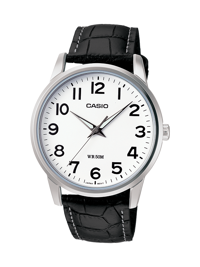 Casio MTP1303L-7B Classic Analogue Leather Strap Watch Casio MTP1303L-7B White Dial Black Leather Strap Analogue Watch CASIO 